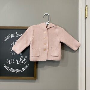 Baby Gap Knit Crochet Baby Bear Garter Cardigan Baby Girl Pink 12-18 Months